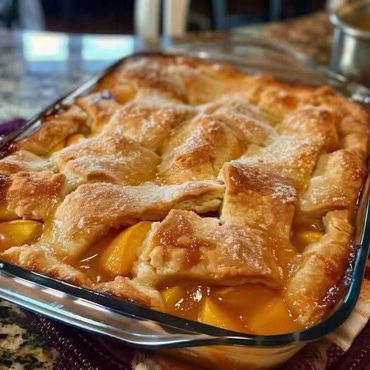 Old-Fashioned Peach Cobbler with Flaky Pie Crust