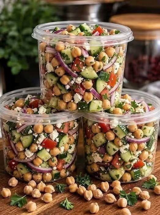 Mediterranean Chickpea, Cucumber, and Feta Meal-Prep Salad