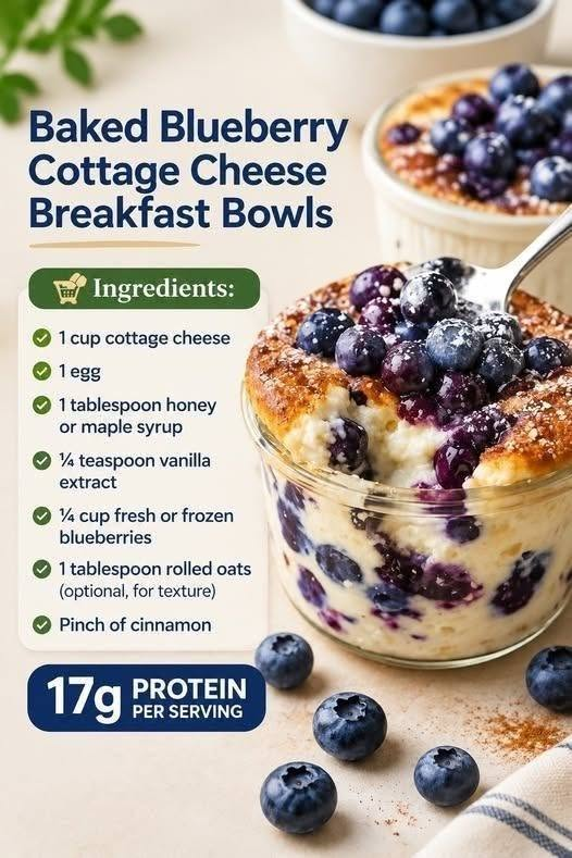 Baked Blueberry Cottage Cheese Breakfast Bowl