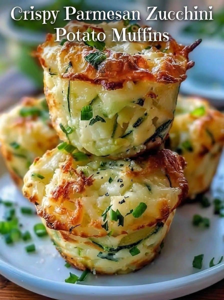 Crispy Parmesan Zucchini Potato Muffins